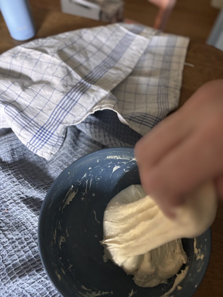 Focaccia dough stretch and fold