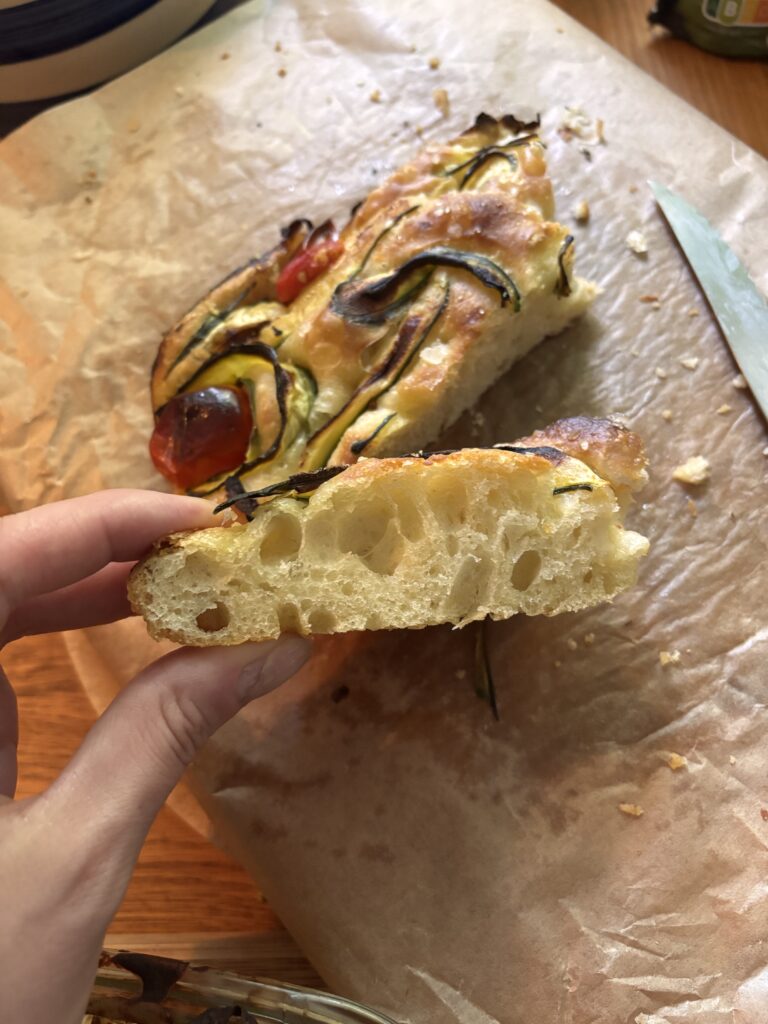Focaccia Teig Poren Fluffig krume